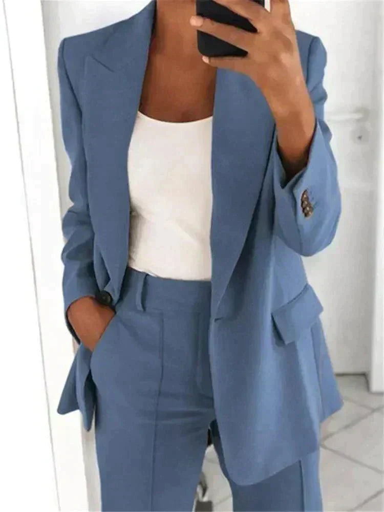 Blazer mit weitem Hosen-Set
