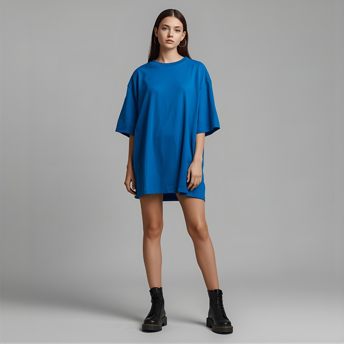 AZURINA | Übergrößen Blaues Relaxed Fit T-Shirt