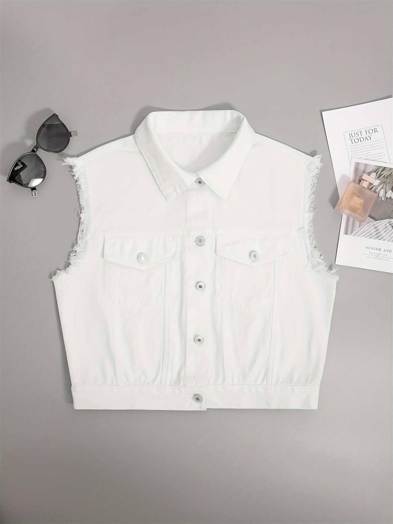 Johanna - Ärmellose Denimjacke mit nützlichen Klappentaschen